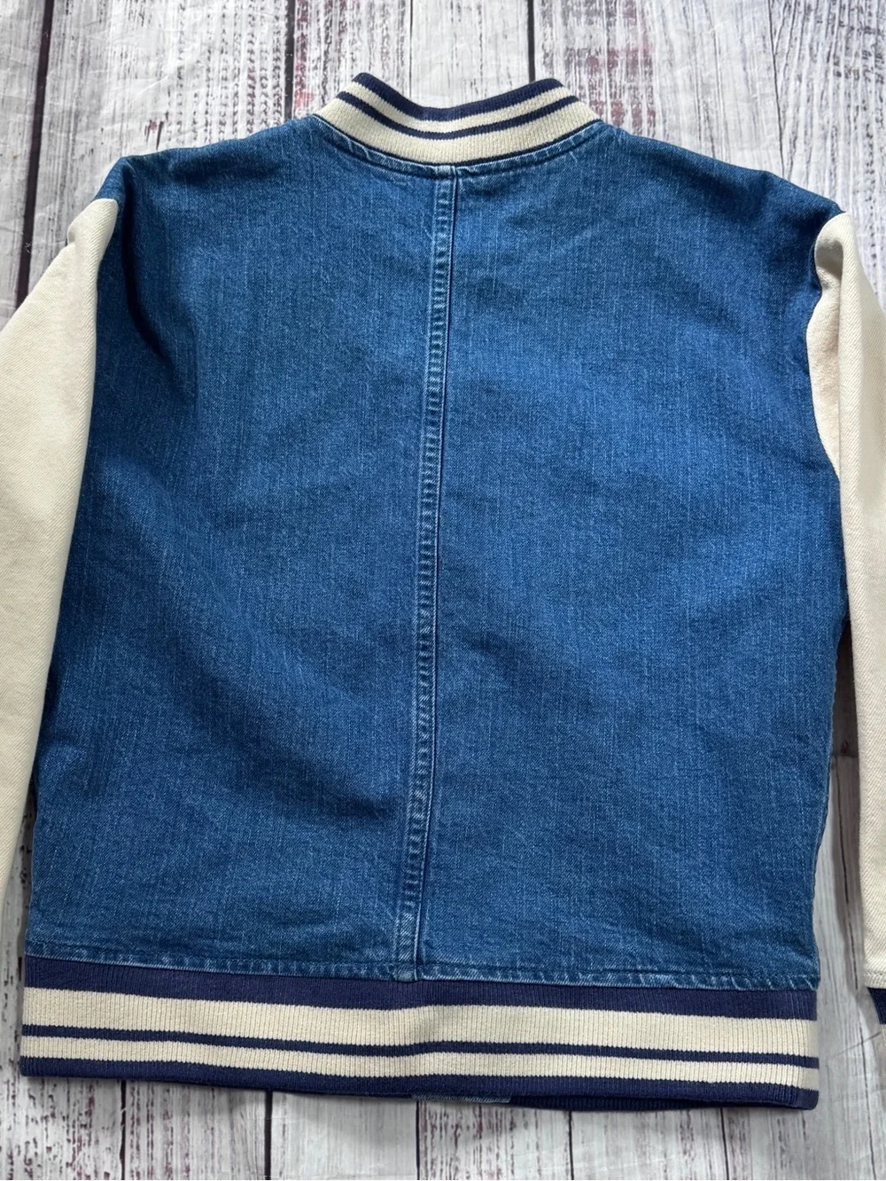 Crewcuts J.Crew Denim Varsity Jacket Boys Large 10-11